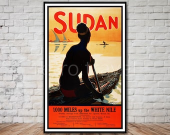 Sudan Travel Poster, nile cruises, cairo, khartoum, INSTANT DOWNLOAD, travel poster download, printable wall art, retro travel digital print
