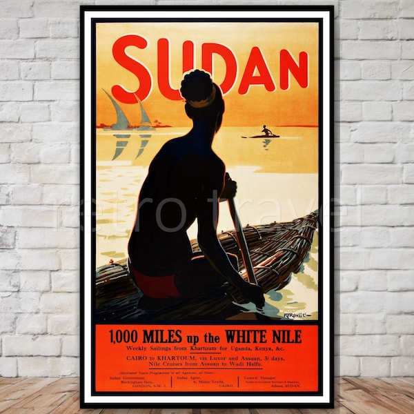 Soedan Travel Poster, Nijl cruises, Cairo, Khartoem, INSTANT DOWNLOAD, reizen poster downloaden, afdrukbare kunst aan de muur, retro reizen digitale print
