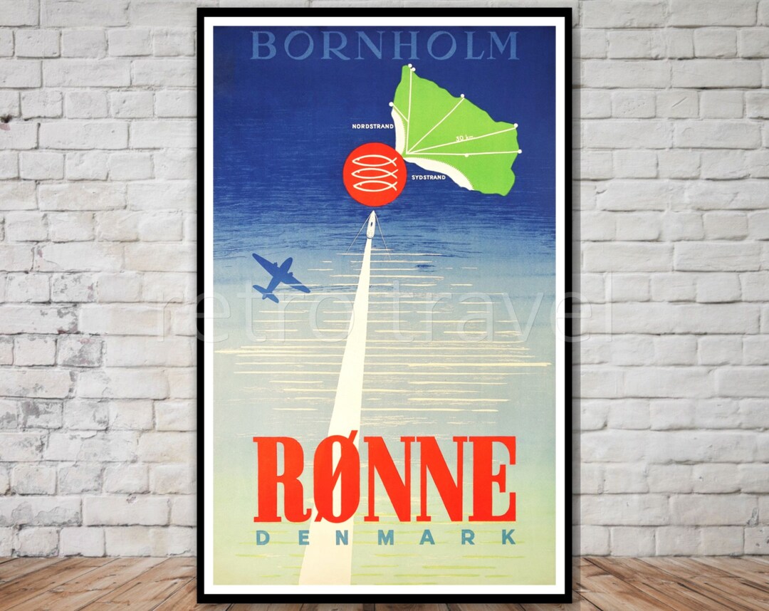 Ronne Denmark Travel Poster, INSTANT DOWNLOAD, Retro Travel Digital ...