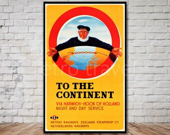 Retro Harwich to Holland Travel Poster (Digital Download)