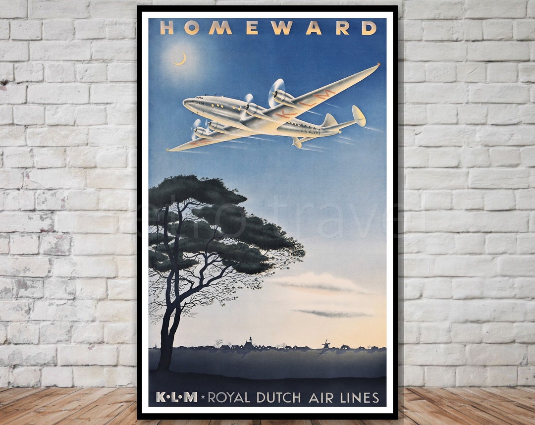KLM Royal Dutch Airlines Poster, INSTANT DOWNLOAD, Retro Travel