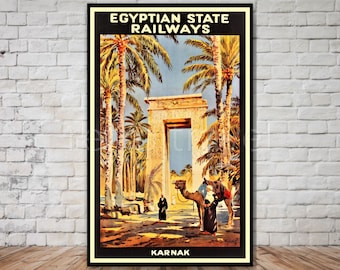 Karnak Egypt Travel Poster, Egyptian State Railways, INSTANT DOWNLOAD, retro travel digital print, printable poster, wall art, 11x17, 12x18