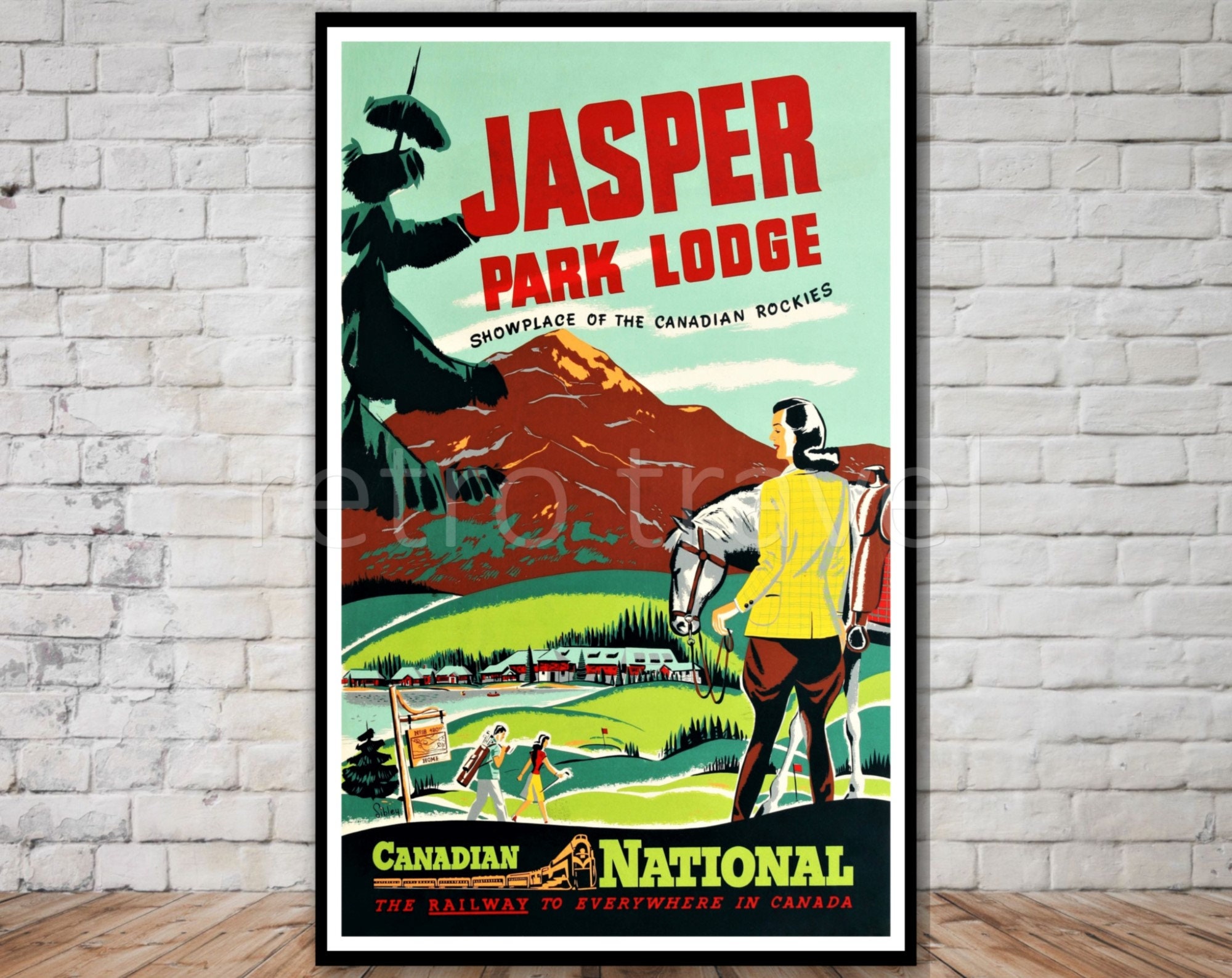 Canada Travel Poster, INSTANT DOWNLOAD, Jasper Park Lodge, Canadian Rockies, Rocky Mountains travel poster, Canadian National Railways