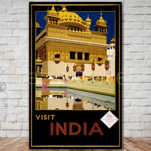 Visit India Poster, India Travel Poster, INSTANT DOWNLOAD, india temple poster, printable travel poster download, retro travel digital print