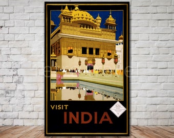 India Temple Retro Travel Poster (Digital Download)