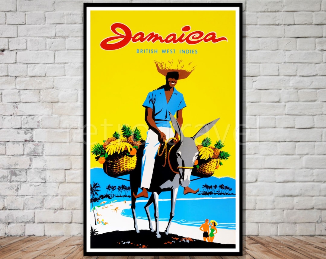 Jamaica Travel Poster, INSTANT DOWNLOAD, Retro Travel Print, British