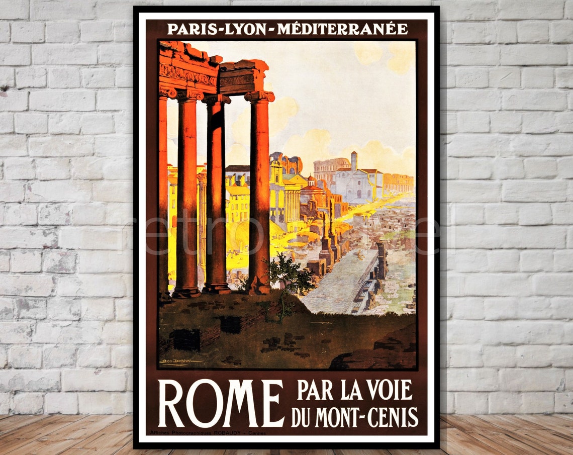 Rome Travel Poster, Mont Cenis, INSTANT DOWNLOAD, Retro Travel Digital ...