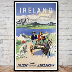 Irland Reise Poster, Irish Airlines Poster, INSTANT DOWNLOAD, Retro-Reise Digitaldruck, Vintage Irland druckbare Poster herunterladen