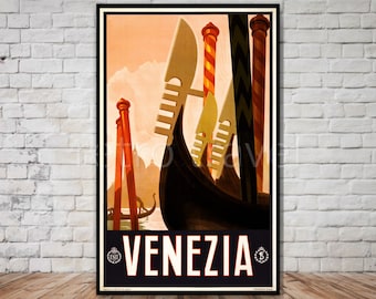 Póster de Venecia, Italia, estilo retro para viajes (descarga digital)