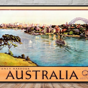 Sydney Harbor Travel Poster, Sydney Australia poser, INSTANT DOWNLOAD, sydney australia print, sydney bridge art print, sydney travel poster