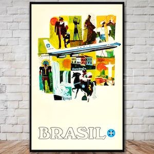 Brasilien Reise Poster, Varig Fluggesellschaften, INSTANT DOWNLOAD, Retro Reise Digitaldruck, brasilianisches Reiseplakat, Fluggesellschaften Reiseplakat Wandkunst