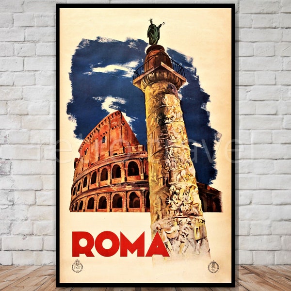 Roma Travel Poster, rome italy printable poster, INSTANT DOWNLOAD, retro travel digital print, rome travel poster, italian travel poster