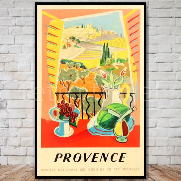 Provence Travel Poster, French Travel Print, INSTANT DOWNLOAD retro travel digital print, printable poster, french national railway wall art