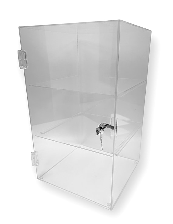 Crystal Clear Acrylic Shelving Cabinet Display W/hinged Lockable