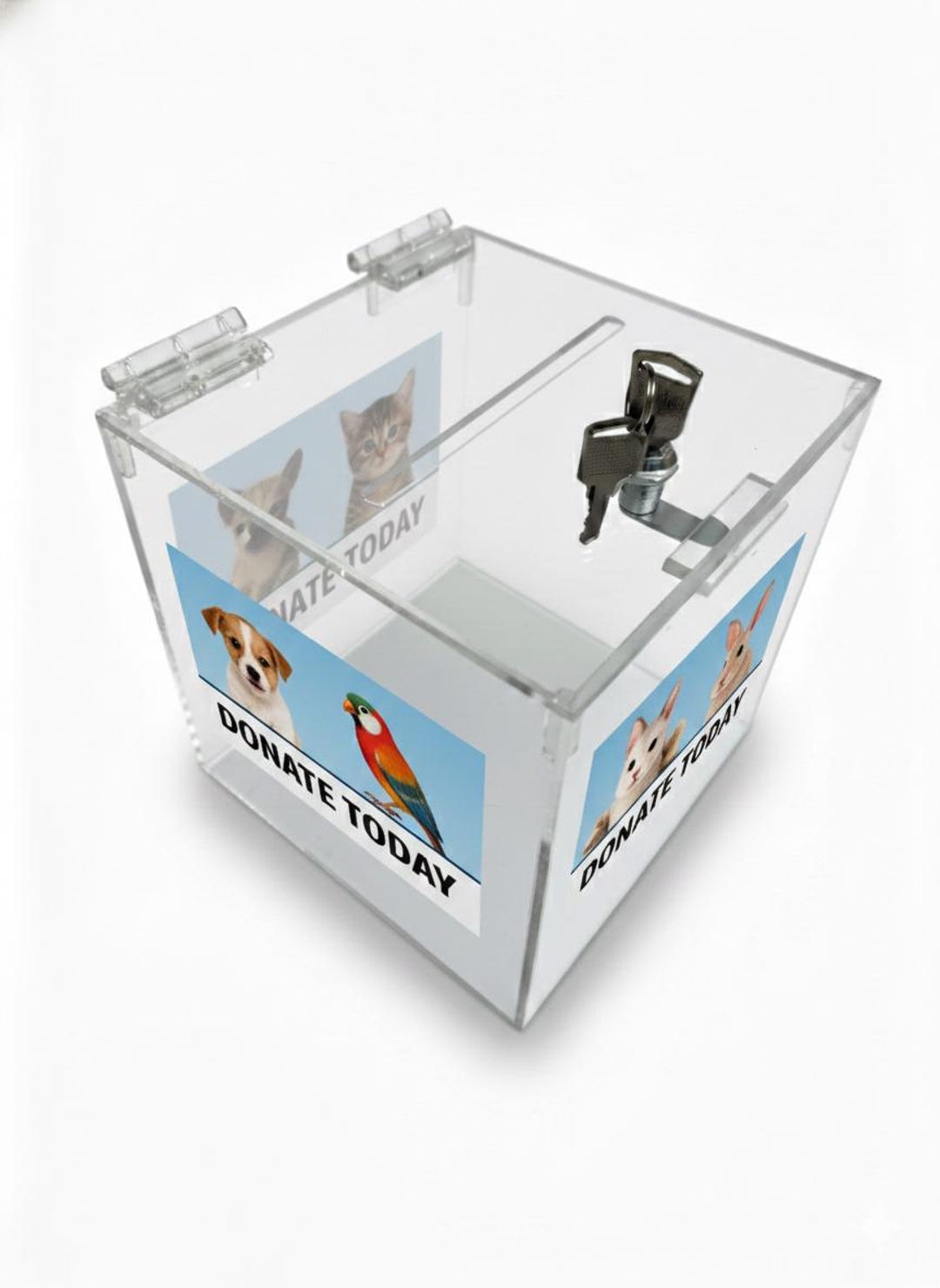 Clear Acrylic Locking Donation, Ballot, Suggestion, Charity Box Display ...