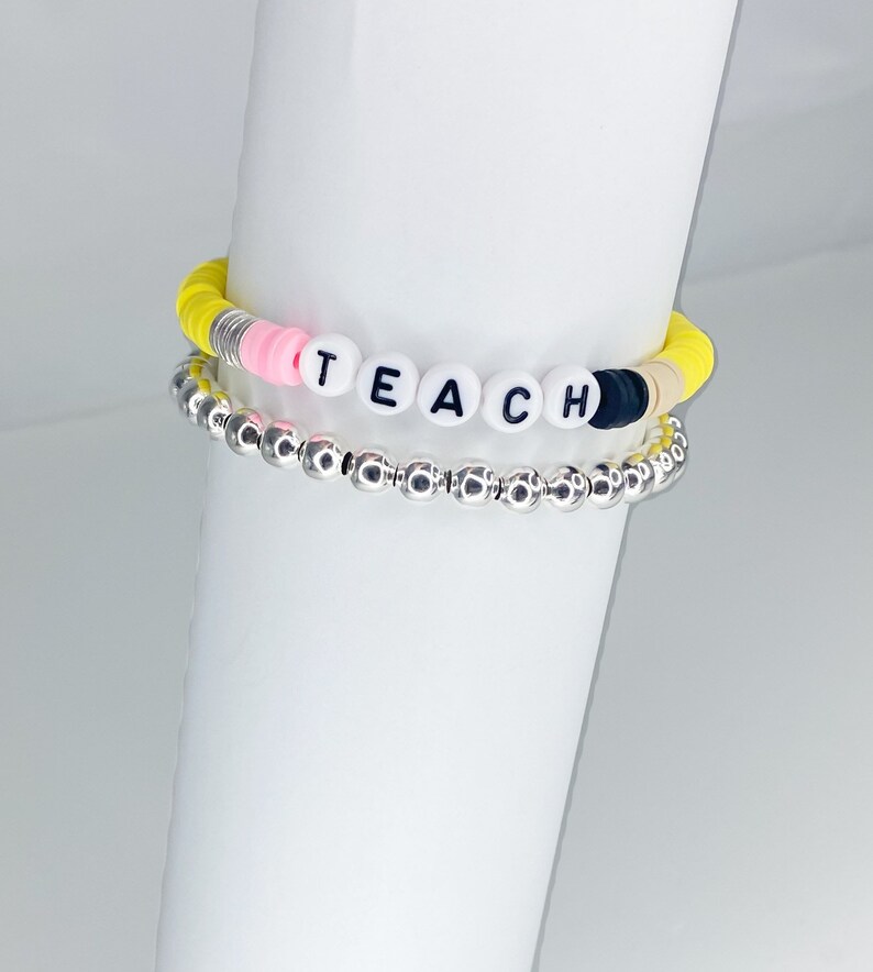 Teach Pencil Bracelet / Custom Beaded Bracelet / Heishi Etsy