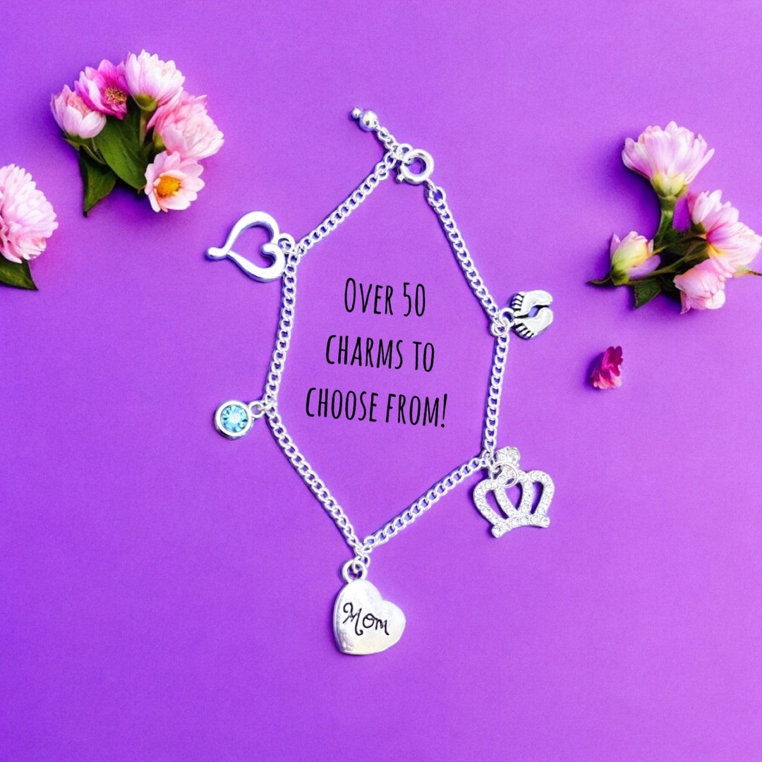 Mothers Day Charm Bracelet / Custom Jewelry / Silver Toned ...