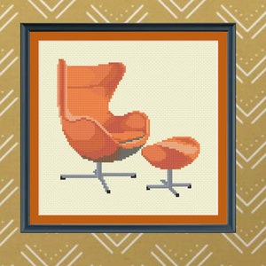 Mid-Century Arne Jacobsen Armchair Cross-stitch Chart/Pattern