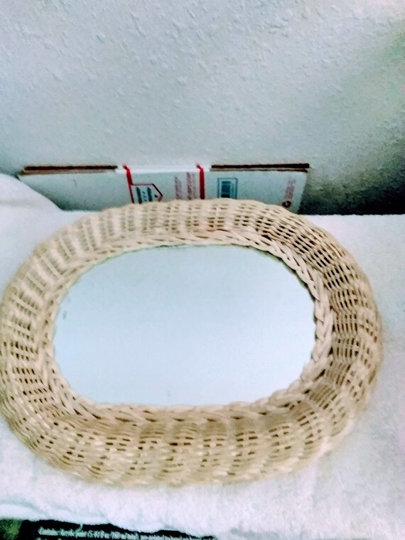 Vintage Wicker Mirror Etsy