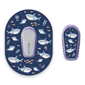 Sharks Dexcom G6 糖尿病パッチ、医療用テープ CGM パッチ、マッチしたビニールセンターステッカー付き