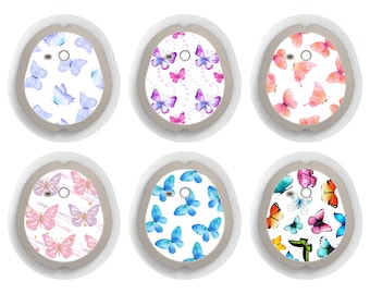 Set von 12 Schmetterling Dexcom G7 Diabetes Sensor Aufkleber, Schmetterlinge, Pastell, Bunt, Rosa, Lila, Blau