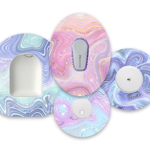 Marble Sparkle Effect Diabetes Patches for Freestyle Libre 1, 2 and 3, Dexcom G6 and G7 & Omnipod, Diabetes Pump and CGM Patch