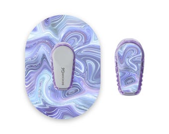 Blauer Marmor Sparkle-Effekt Dexcom G6 Diabetes Patches, Medizinisches Klebeband CGM Patch mit passenden Vinyl Center Sticker