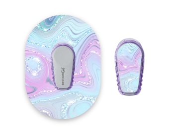 Aqua Pink Marmor Sparkle Effekt Dexcom G6 Diabetes Patches, Medizinisches Klebeband CGM Patch mit passenden Vinyl Center Sticker