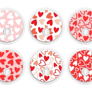 Set of 12 Heart Freestyle Libre 3 Diabetes Sensor Stickers, Hearts, Red, Pink, Valentines, Love