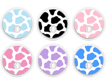 Set mit 12 Kuh-Druck Freestyle Libre 3 Diabetes-Sensor-Aufklebern, Rosa, Blau, Lila