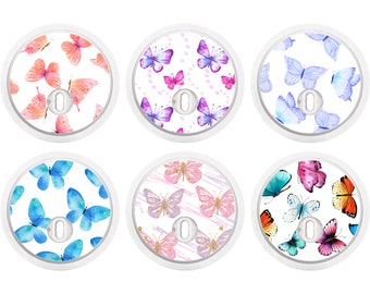 Set mit 12 Schmetterling Freestyle Libre Aufkleber, Diabetes Aufkleber, Schmetterlinge, Pastell, Bunt, Pink, Lila, Blau