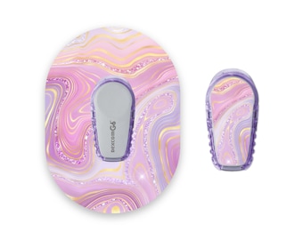 Pink Marmor Sparkle Effekt Dexcom G6 Diabetes Patches, Medizinisches Klebeband CGM Patch mit passenden Vinyl Center Sticker