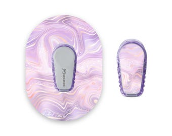 Lila Marmor Glitzereffekt Dexcom G6 Diabetes Patches, Medizinisches Klebeband CGM Patch mit passendem Vinyl Center Sticker