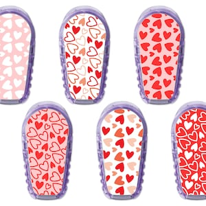 Set of 12 Heart Dexcom G6 Diabetes Sensor Stickers, Hearts, Red, Pink, Valentines, Love