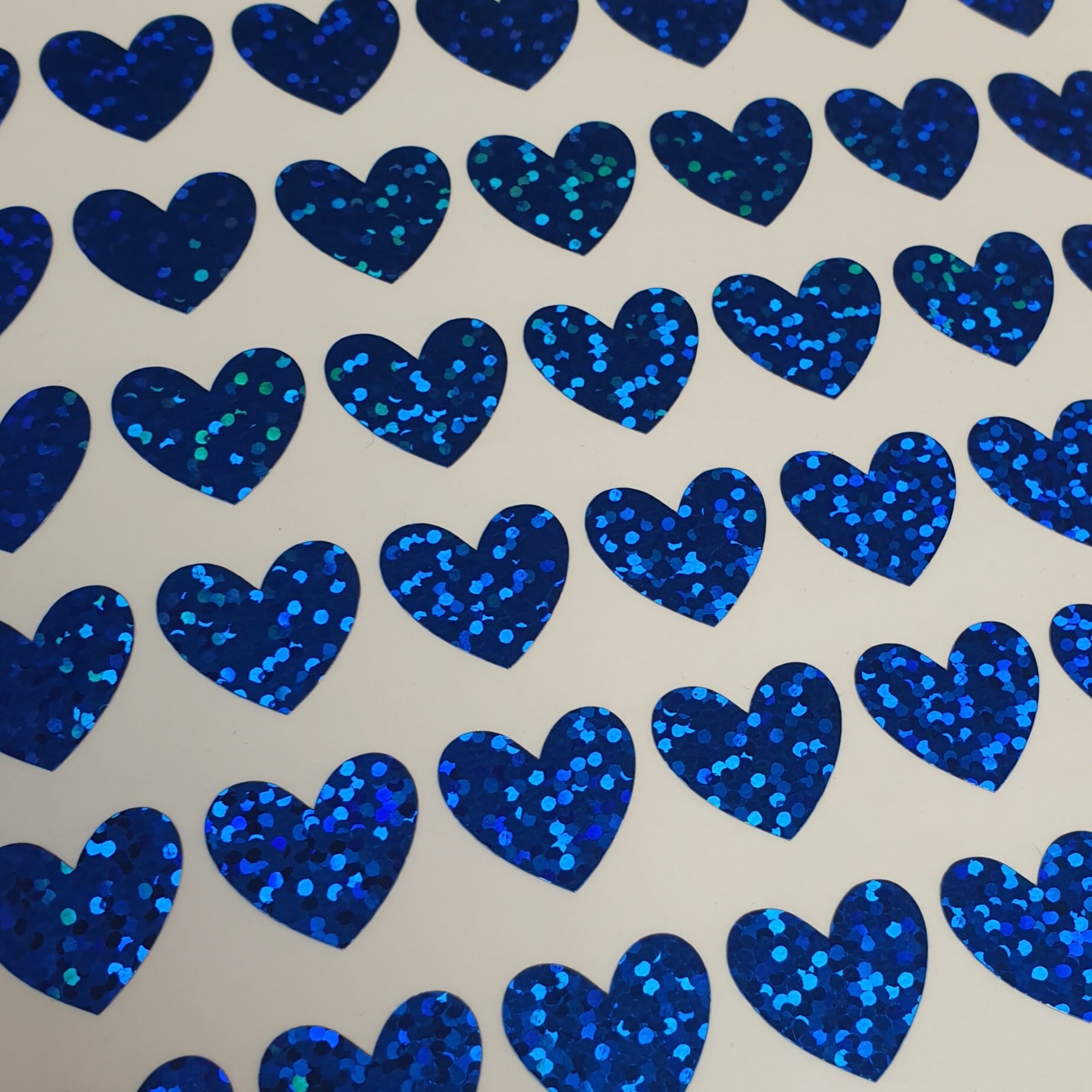 Blue Holographic Sparkle Vinyl Heart Stickers Wedding Etsy