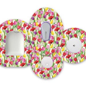Tulips Diabetes Patches for Freestyle Libre 1, 2 and 3, Dexcom G6 and G7 & Omnipod, Diabetes Pump and CGM Patch, Flowers, Floral
