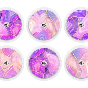 Set of 12 Pink, Purple and Gold Agate Freestyle Libre 1 & 2 Diabetes Sensor Stickers