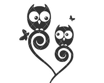 Download Mom and baby owl svg owls on a tree branch owl cut file ...
