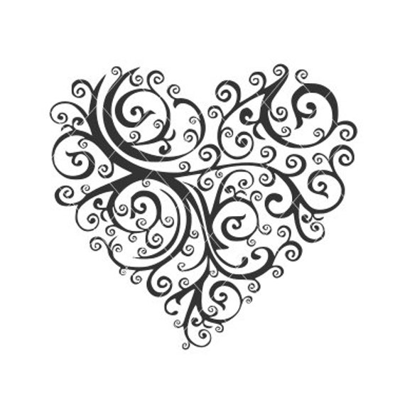 Heart Svg Flurry Heart Swirl Love Symbol Clip Art Tattoo Etsy.