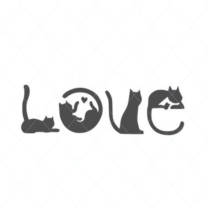 Katze Liebe Svg Katze Herzen Katzenliebhaber Liebe Pfote Etsy