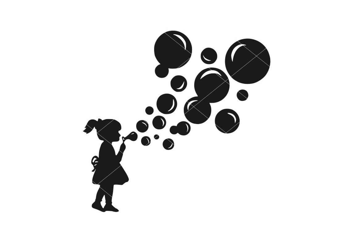 Cute girl blowing bubbles svg vintage girl bubbles svg | Etsy