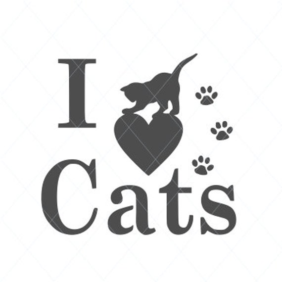 Download I love cats svg cat hearts cat lover love paw svg cat | Etsy