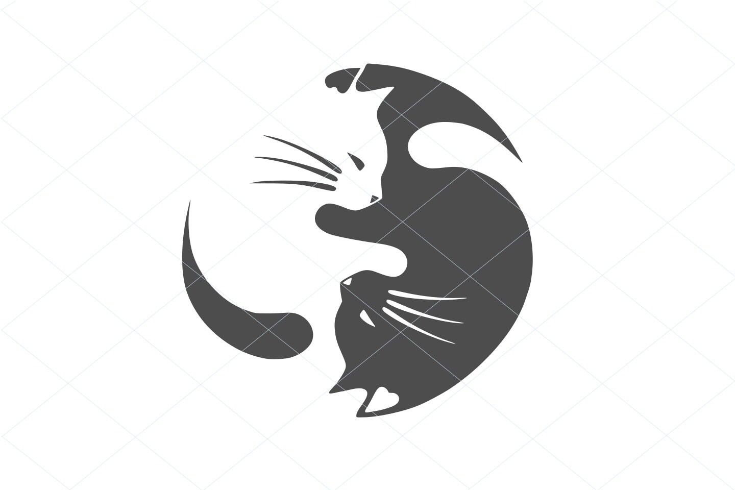 Black Cat White Cat Black White Cats Hugging Cats Yin Etsy