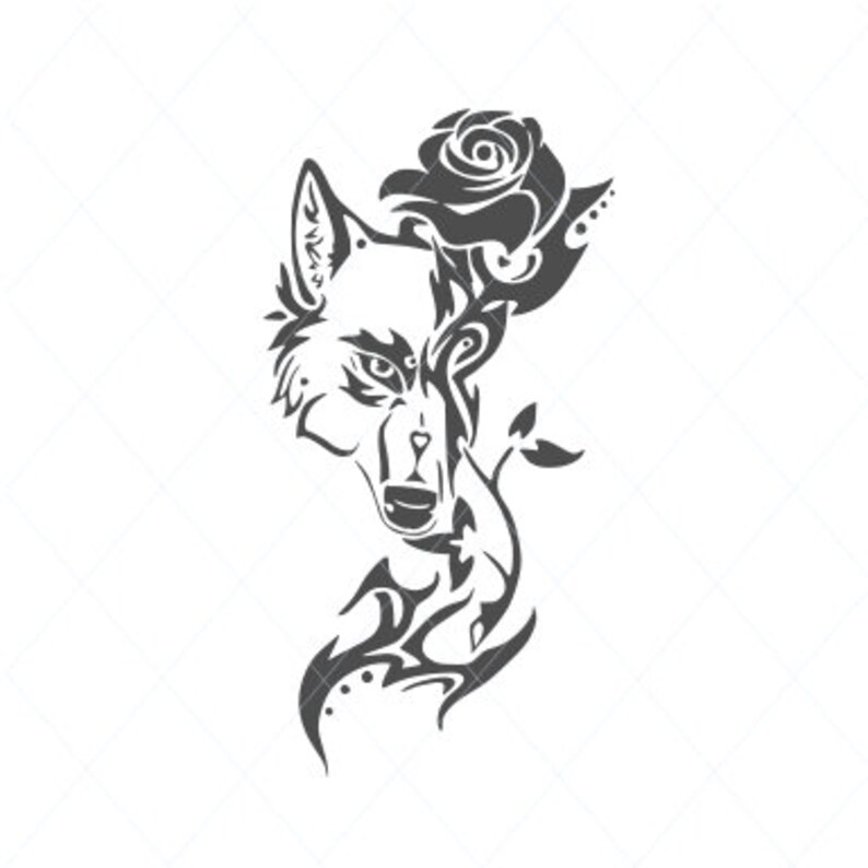 Download Wolf svg rose wolf svg wolf tattoo flower and animal love ...