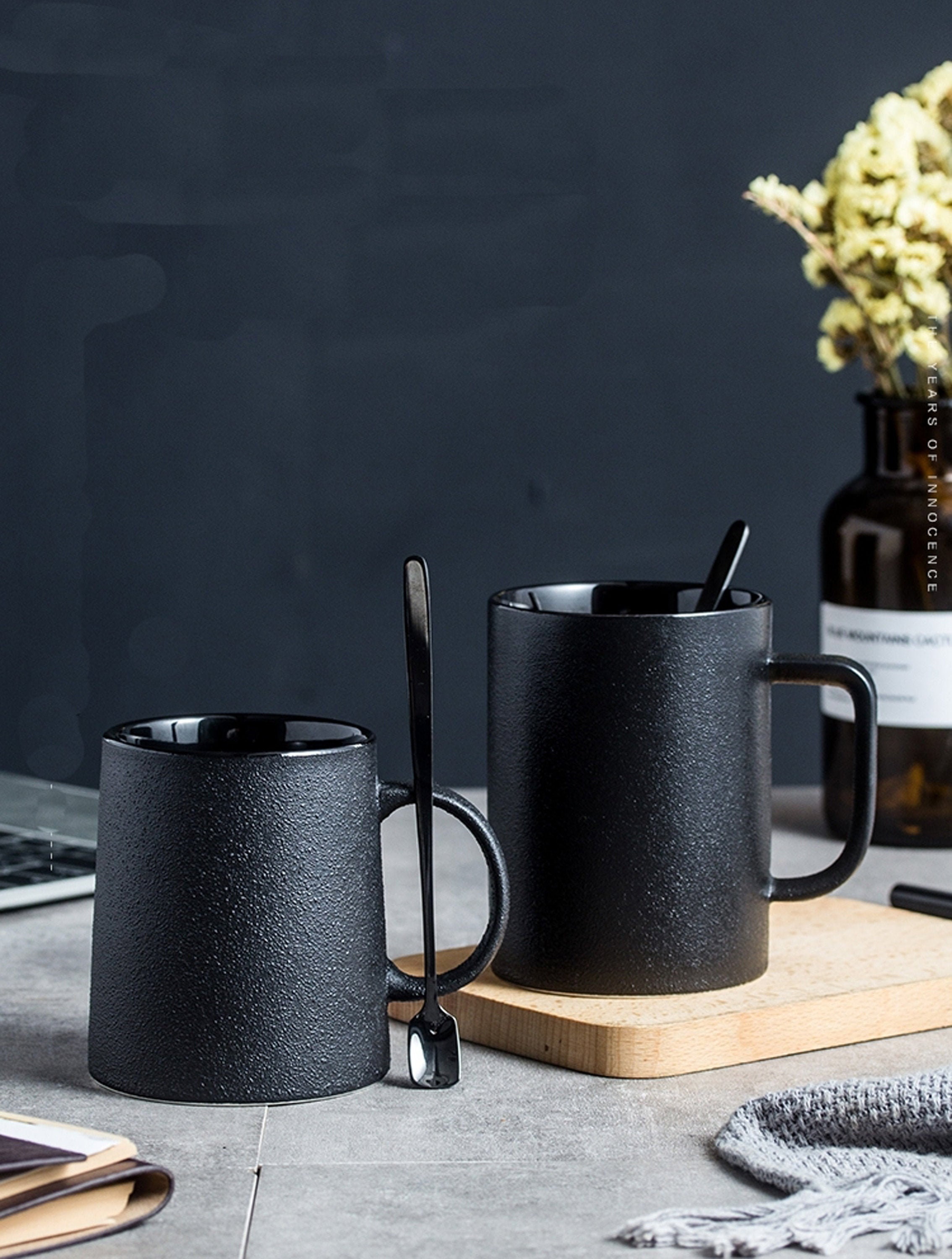 Simple black frosted mug creative frosted ceramic mug Etsy