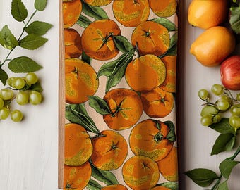 Orange Fruit Tea Towel: Cotton-Linen Blend Kitchen Accessory