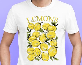 Lemon Print T-Shirt: Gildan Heavyweight Cotton, Food Theme