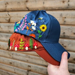 Custom Hand Embroidered Cap | Personalised Hand Embroidered Cap, Bespoke Design & Colour, One Size Fits All, Unisex Adjustable Adults Cap