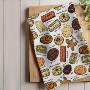 Biscuit Illustration Tea Towel: Cotton-Linen Blend Kitchen Decor
