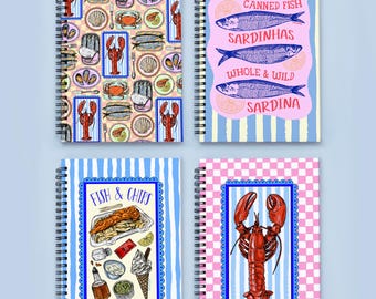 Seafood Illustration A5 Notebook: Coastal Fish & Chips Design